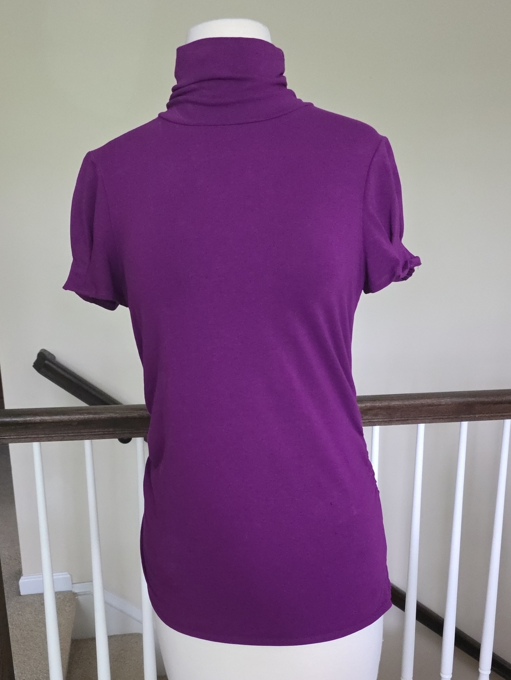 Kenneth Cole New York Purple Short Sleeve Turtleneck Top